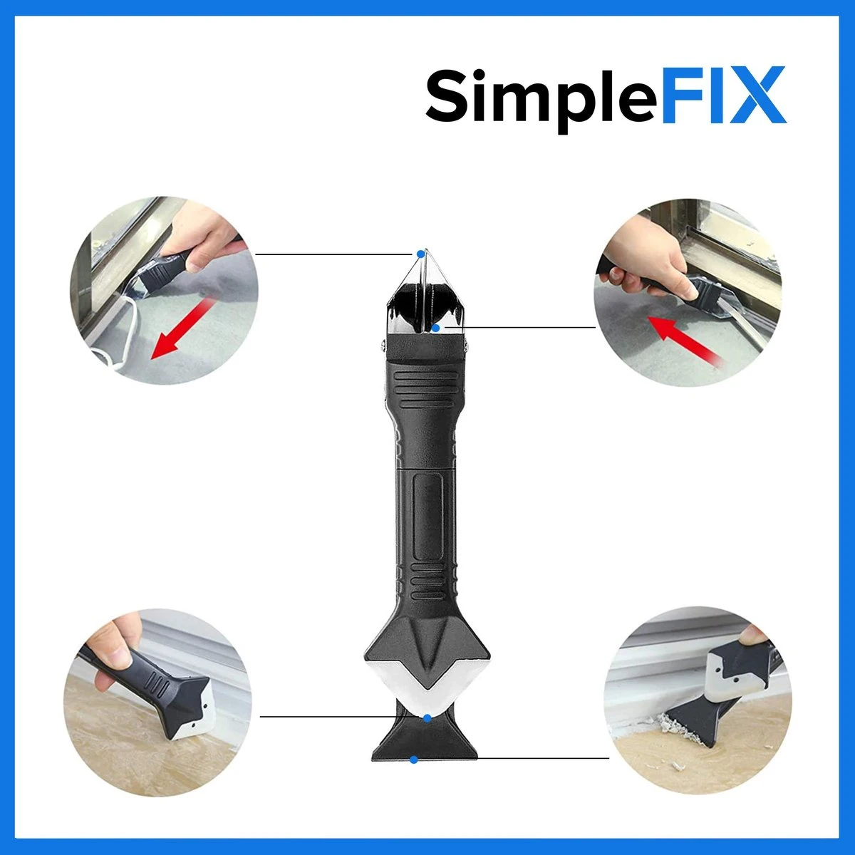 Simple Fix Kit Schraper – Kitspatel – Kit Tool – Siliconen Verwijderaar – Kitstrijker – Kitverwijderaar Afstrijkrubber – 3 In 1 – RVS 8 Simple Fix Kit Schraper – Kitspatel – Kit Tool – Siliconen Verwijderaar – Kitstrijker – Kitverwijderaar Afstrijkrubber – 3 In 1 – RVS - Afbeelding 6