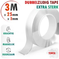 TENTA® Dubbelzijdig Tape Extra Sterk - Krachtig - Makkelijk - Duurzaam - 3m X 25mm X 2mm