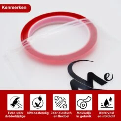 24ME® 5M Dubbelzijdig Montage Tape - Met Etui - 1cm X 1mm X 5M - Transparant - Nano Tape - Acrylic - VHB -Makita Winkel 1200x1200 2414