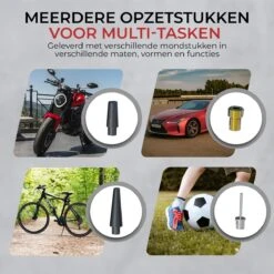 DynaBright Compressor - Luchtpomp - 4 Opzetstukken - 4000mAh - Compressor Bandenpomp - Luchtcompressor - Elektrische Fietspomp - Led Licht - Auto/Fiets/Motor/Ballen/Scooter/Luchtbed - Draagbaar -Makita Winkel 1200x1200 242
