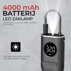 DynaBright Compressor - Luchtpomp - 4 Opzetstukken - 4000mAh - Compressor Bandenpomp - Luchtcompressor - Elektrische Fietspomp - Led Licht - Auto/Fiets/Motor/Ballen/Scooter/Luchtbed - Draagbaar -Makita Winkel 1200x1200 244