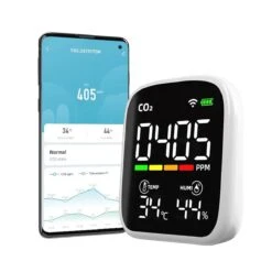 Co2 Meter - Zelf Kalibrerende NDIR Sensor - WiFi En APP - Hygrometer - Luchtvochtigheidsmeter - Co2 Meter Binnen - Co2 Melder - Luchtkwaliteitsmeter - Zeer Hoge Nauwkeurigheid