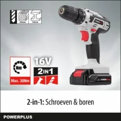 Powerplus POWC1061 Accu Boormachine - 16V - Incl. 1 X 1,3Ah Accu En Lader -Makita Winkel 1200x1200 26