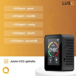 LUSQ® - Professionele - 3 In 1 CO2 Meter - CO2 Meter Horeca - Draadloos - Zwart -Makita Winkel 1200x1200 2659