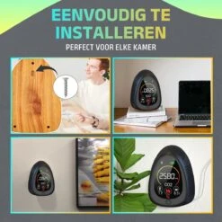 NEW ACCU - 5 In 1 Infrarood CO2-meter + Smart App - Koppel Apparaten & Ruimtes - Luchtkwaliteitsmeter Met Rooksensor & Brandalarm - Draagbaar & Oplaadbaar - Temperatuur & Luchtvochtigheid - Binnen & Horeca - Zwart -Makita Winkel 1200x1200 2746