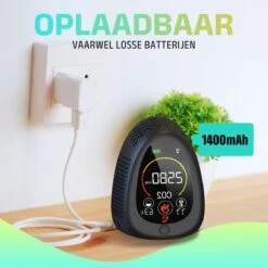 NEW ACCU - 5 In 1 Infrarood CO2-meter + Smart App - Koppel Apparaten & Ruimtes - Luchtkwaliteitsmeter Met Rooksensor & Brandalarm - Draagbaar & Oplaadbaar - Temperatuur & Luchtvochtigheid - Binnen & Horeca - Zwart -Makita Winkel 1200x1200 2751