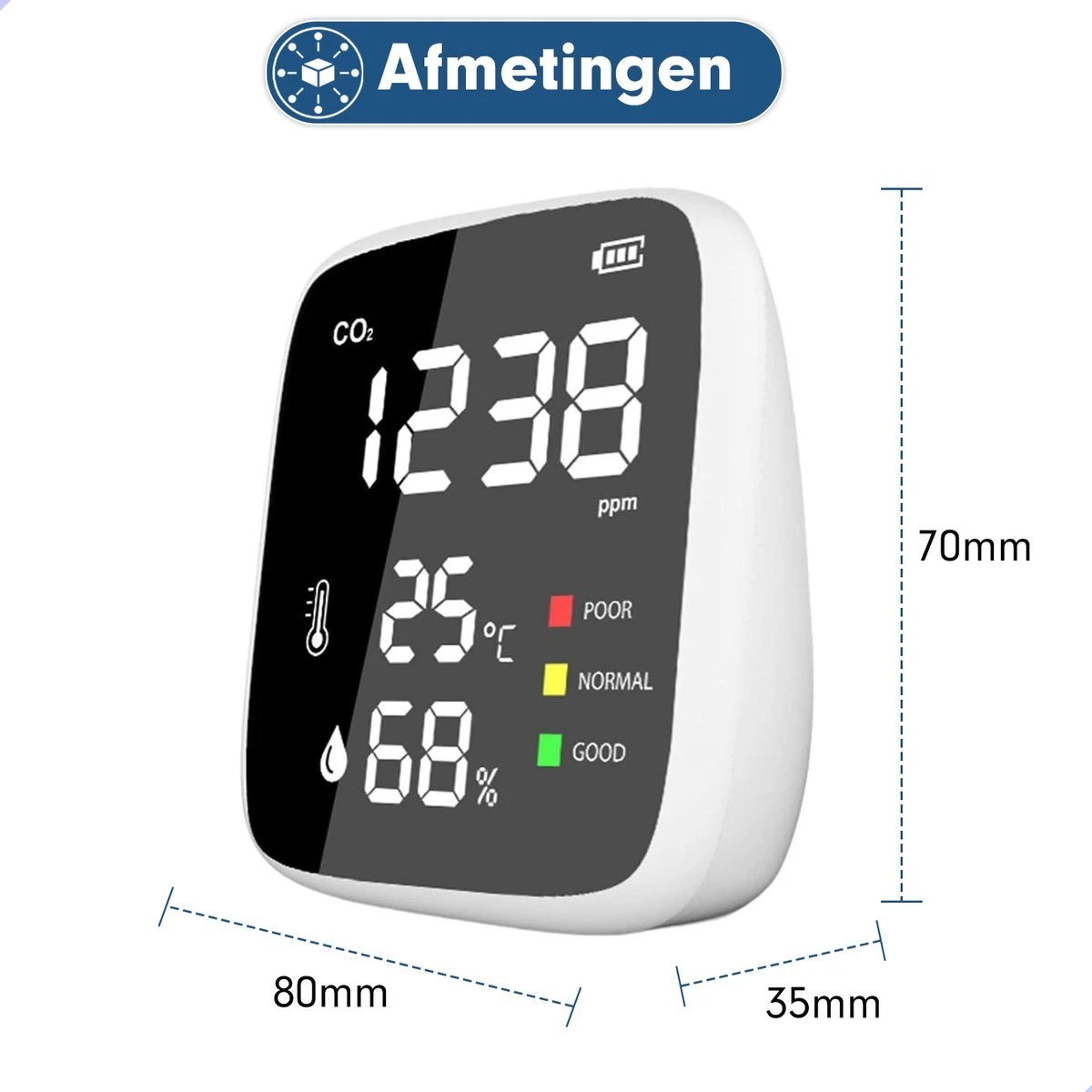 Akyol - Co2 Meter - CO2 Melder Met Thermometer En Luchtvochtigheidsmeter - Co2 Meter Binnen - Co2 Meter - Luchtkwaliteitsmeter 8 Akyol - Co2 Meter - CO2 Melder Met Thermometer En Luchtvochtigheidsmeter - Co2 Meter Binnen - Co2 Meter - Luchtkwaliteitsmeter - Afbeelding 6