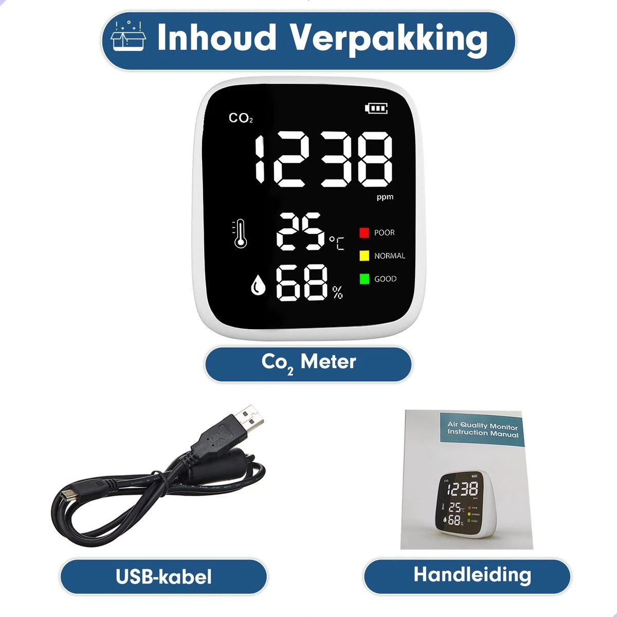 Akyol - Co2 Meter - CO2 Melder Met Thermometer En Luchtvochtigheidsmeter - Co2 Meter Binnen - Co2 Meter - Luchtkwaliteitsmeter 10 Akyol - Co2 Meter - CO2 Melder Met Thermometer En Luchtvochtigheidsmeter - Co2 Meter Binnen - Co2 Meter - Luchtkwaliteitsmeter - Afbeelding 8