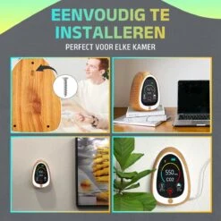 NEW ACCU - 5 In 1 Infrarood CO2-meter + Smart App - Koppel Apparaten & Ruimtes - Luchtkwaliteitsmeter Met Rooksensor & Brandalarm - Draagbaar & Oplaadbaar - Temperatuur & Luchtvochtigheid - Binnen & Horeca - Wood -Makita Winkel 1200x1200 2771