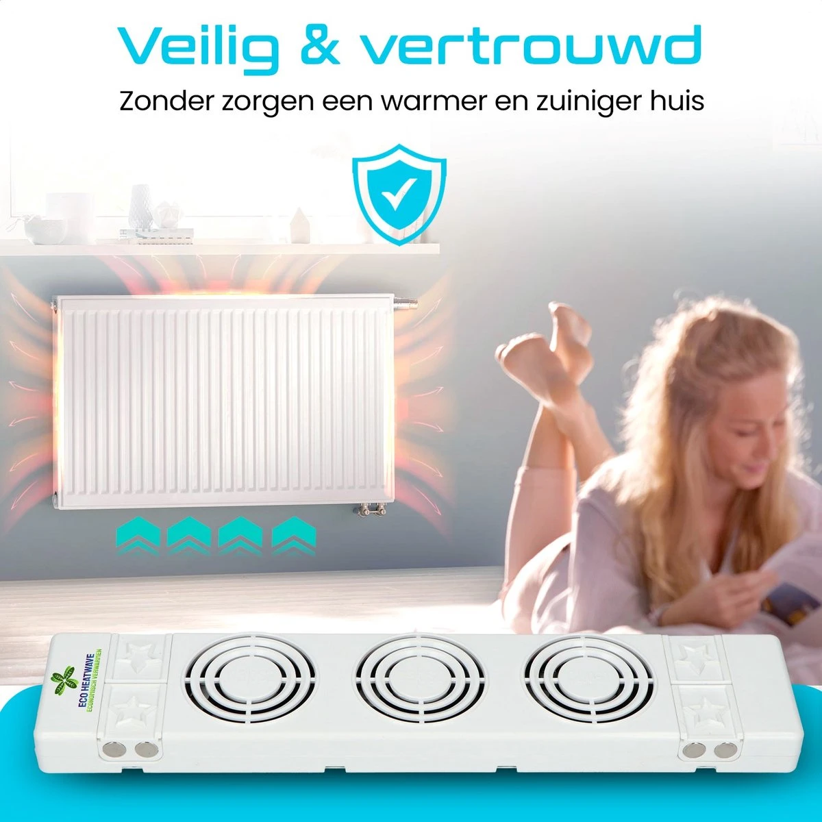 Eco Heatwave Radiator Ventilator Duo Set - Inc. Radiatorfolie Met Stickers - Compleet Pakket Met Bevestigingsmateriaal – Energie Besparend – Cv Ventilator Geschikt Voor Radiator En Convector Verwarming 5 Eco Heatwave Radiator Ventilator Duo Set - Inc. Radiatorfolie Met Stickers - Compleet Pakket Met Bevestigingsmateriaal – Energie Besparend – Cv Ventilator Geschikt Voor Radiator En Convector Verwarming - Afbeelding 3