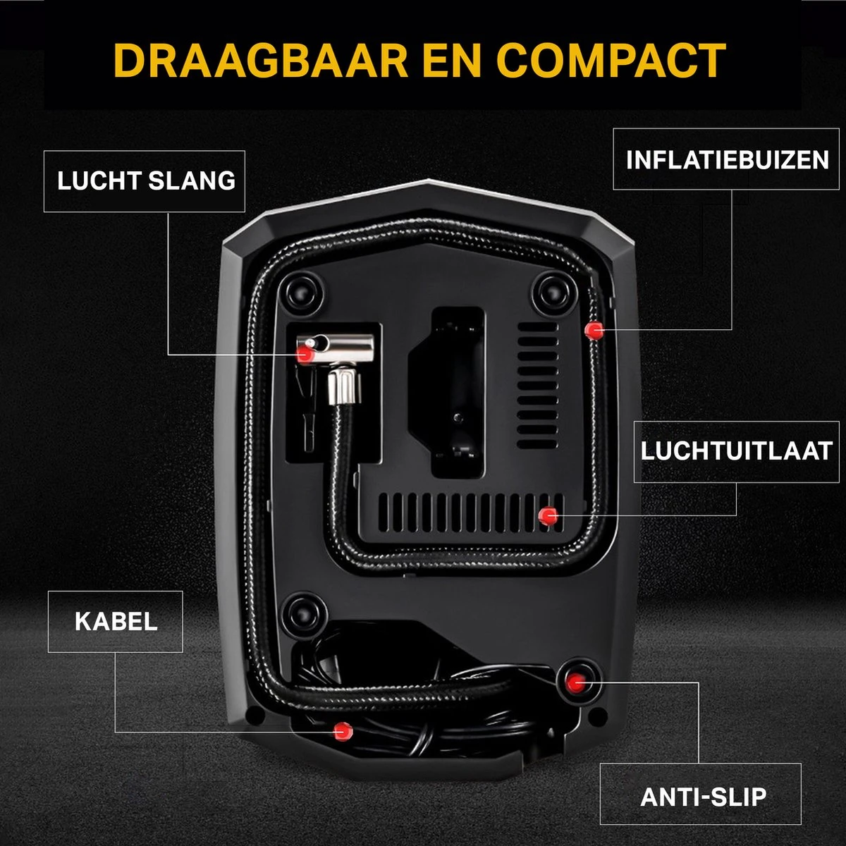 TRANSNECT Compressor Bandenpomp – Luchtcompressor – Elektrische 12V - 35 L/Min - 100psi - Draagbaar - Voor Auto, Motorfiets 4 TRANSNECT Compressor Bandenpomp – Luchtcompressor – Elektrische 12V - 35 L/Min - 100psi - Draagbaar - Voor Auto, Motorfiets - Afbeelding 2