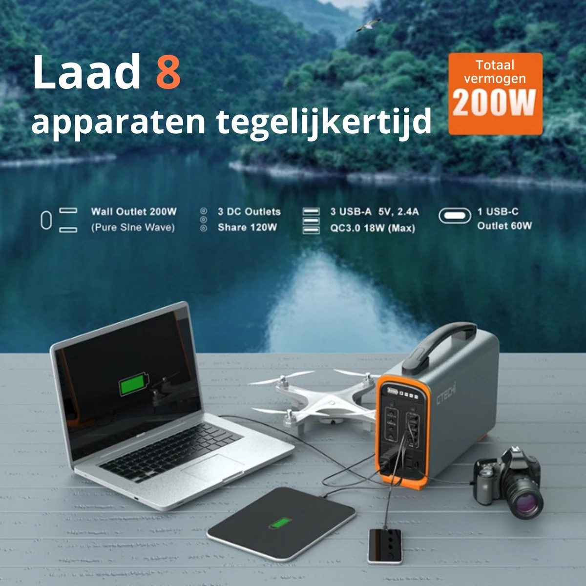 Opvouwbare Zonnepanelen Compleet Pakket - Set Met Accu - USB-aansluiting - Stopcontact - Zonnepanelen - Voor Camper, Reizen 9 Opvouwbare Zonnepanelen Compleet Pakket - Set Met Accu - USB-aansluiting - Stopcontact - Zonnepanelen - Voor Camper, Reizen - Afbeelding 7