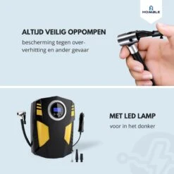 HOMBLE Compressor - 12V Luchtcompressor - Bandenpomp - Elektrische Fietspomp - 10,3 BAR - Auto/Fiets/Bal - Inclusief 4 Opzetstukken -Makita Winkel 1200x1200 293