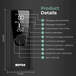 MEVON - Multifunctionele Compressor - Fietspomp - Elektrische Draagbare Bandenpomp - Luchtcompressor - 6000mAh Accu -Makita Winkel 1200x1200 339