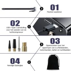 MEVON - Multifunctionele Compressor - Fietspomp - Elektrische Draagbare Bandenpomp - Luchtcompressor - 8000mAh Accu -Makita Winkel 1200x1200 348