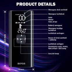 MEVON - Multifunctionele Compressor - Fietspomp - Elektrische Draagbare Bandenpomp - Luchtcompressor - 8000mAh Accu -Makita Winkel 1200x1200 349