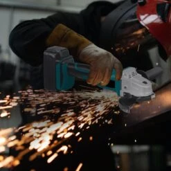 Deutsche Stahl Haakse Slijper - Slijptol - Gereedschap - Slijpmachine - Draadloos - 24V Accu - 2 Batterijen - 7000RPM - 1 Uur Snellader - 2 Zaagblad Van 125mm - Softgrip - Met Tas - Blauw -Makita Winkel 1200x1200 442