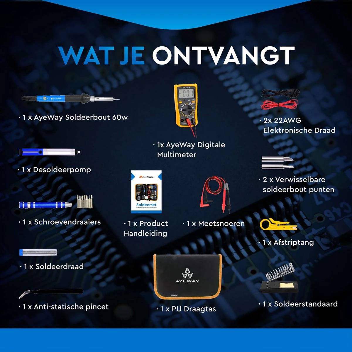 Merkloos Soldeerbout Station - Set 21-Delig - Verwisselbare Punten - Inclusief Tin & Houder 4 Merkloos Soldeerbout Station - Set 21-Delig - Verwisselbare Punten - Inclusief Tin & Houder - Afbeelding 2