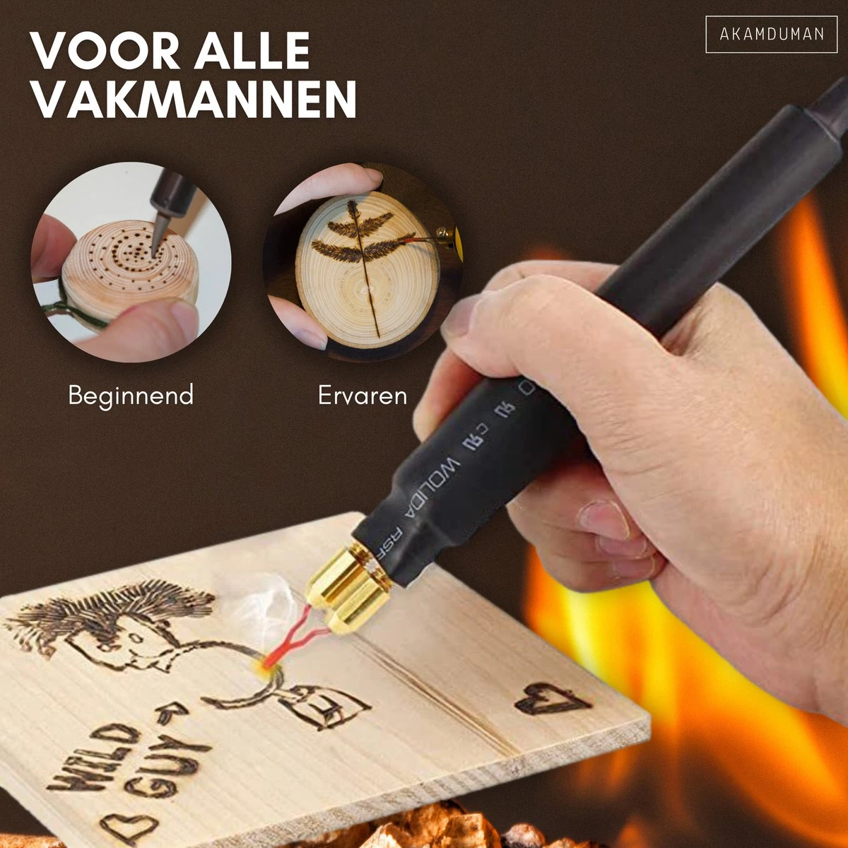 Akamduman Houtbrander Set Voor Pyrografie - 23 Opzetstukken + 2 Soldeerbouten, Inclusief Tas En Temperatuur Instelbaar 5 Akamduman Houtbrander Set Voor Pyrografie - 23 Opzetstukken + 2 Soldeerbouten, Inclusief Tas En Temperatuur Instelbaar - Afbeelding 3