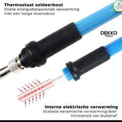 Dekko Tools Soldeerbout Station - Soldeerset 14-delig - Verwisselbare Opzetstukken - Houtbrander - Regelbaar 200-450°C- 60W -Makita Winkel 1200x1200 496