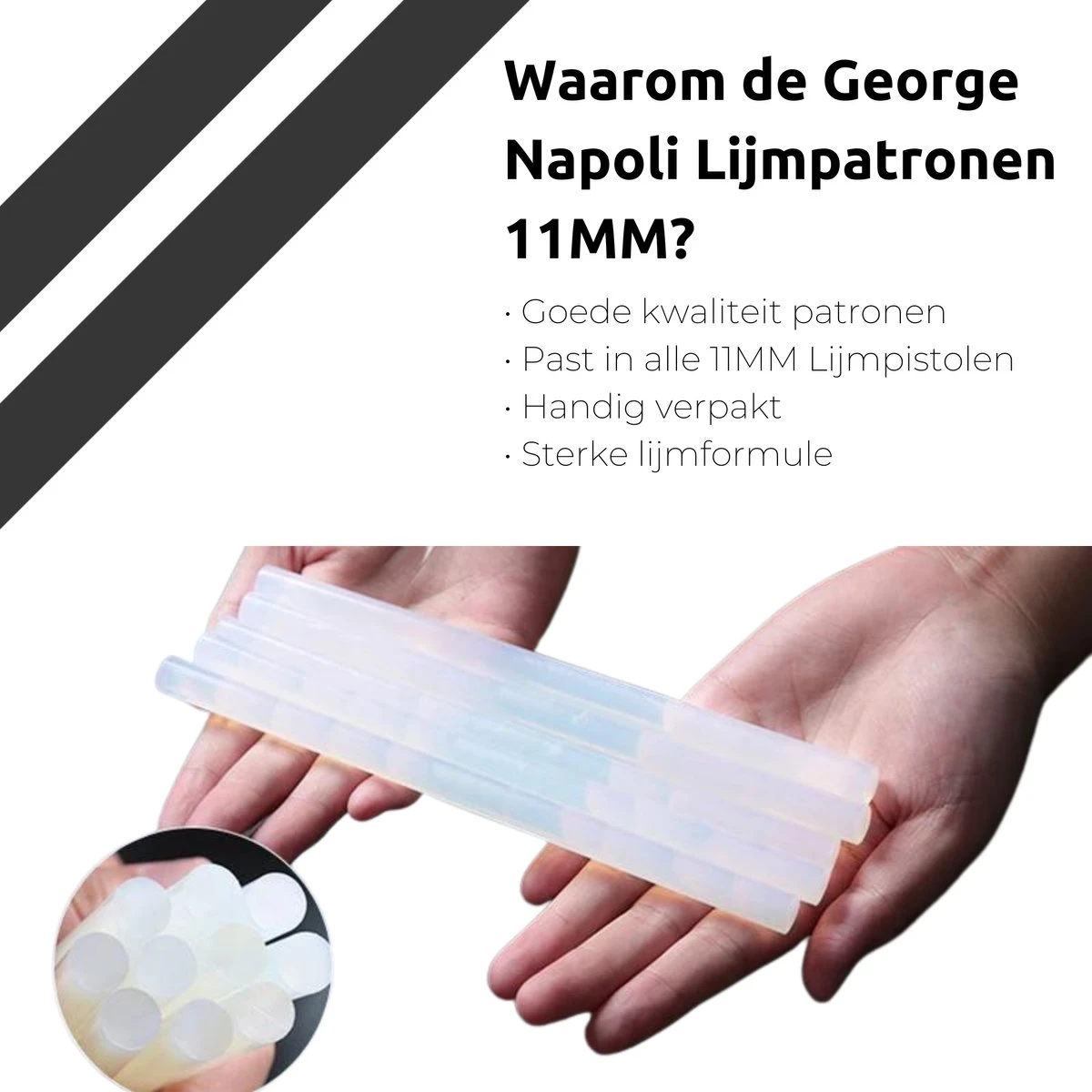George Napoli Lijmpatronen 11MM X 100MM - 20 Stuks - Universeel Voor Lijmpistolen 4 George Napoli Lijmpatronen 11MM X 100MM - 20 Stuks - Universeel Voor Lijmpistolen - Afbeelding 2