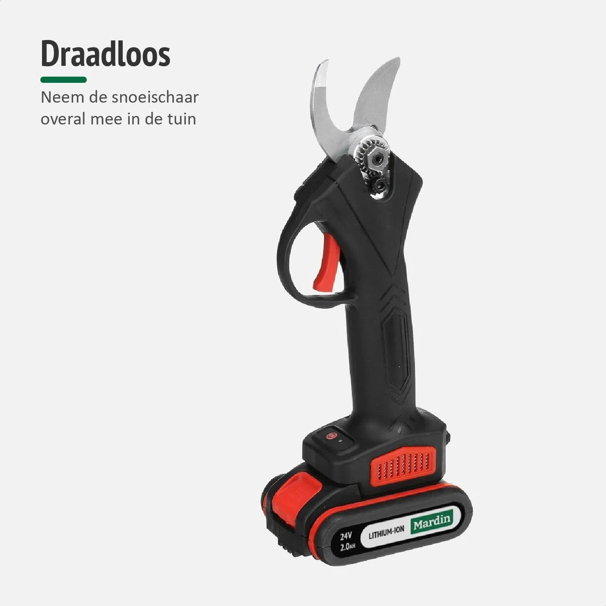 Mardin Elektrische Snoeischaar - Accu Snoeischaar – Elektrische Heggenschaar – Snoeischaar - Inclusief Koffer - Extra Accu - Zwart 7 Mardin Elektrische Snoeischaar - Accu Snoeischaar – Elektrische Heggenschaar – Snoeischaar - Inclusief Koffer - Extra Accu - Zwart - Afbeelding 5