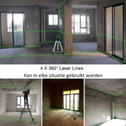 Uacah® Zelfnivellerend Kruislijnlaser - 4D Bouwlaser - Professionele Set - 50m - 360° Graden Roterende Laser - 16 Lijnen - Lijnlaser - Laser Waterpas - Met Statief En Draagtas -Makita Winkel 1200x1200 901