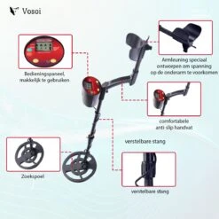Vosoi - Hoogwaardige Metaal Detector - Inclusief Koptelefoon En Schep + Opberghoes - LCD Display - Nauwkeurige Pinpointer Optie - Verstelbare Hoogte - Waterdichte Zoekspoel - Geschikt Voor Kinderen En Volwassenen -Makita Winkel 1200x1200 935