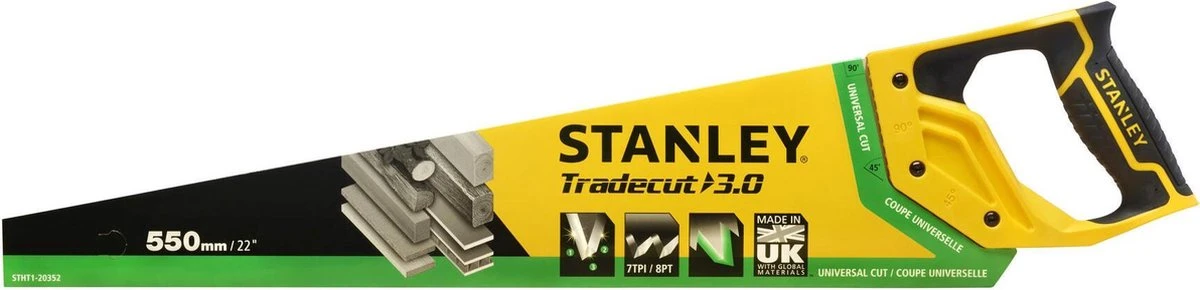 Stanley Houtzaag Tradecut Universal 550mm 8 TPI 3 Stanley Houtzaag Tradecut Universal 550mm 8 TPI