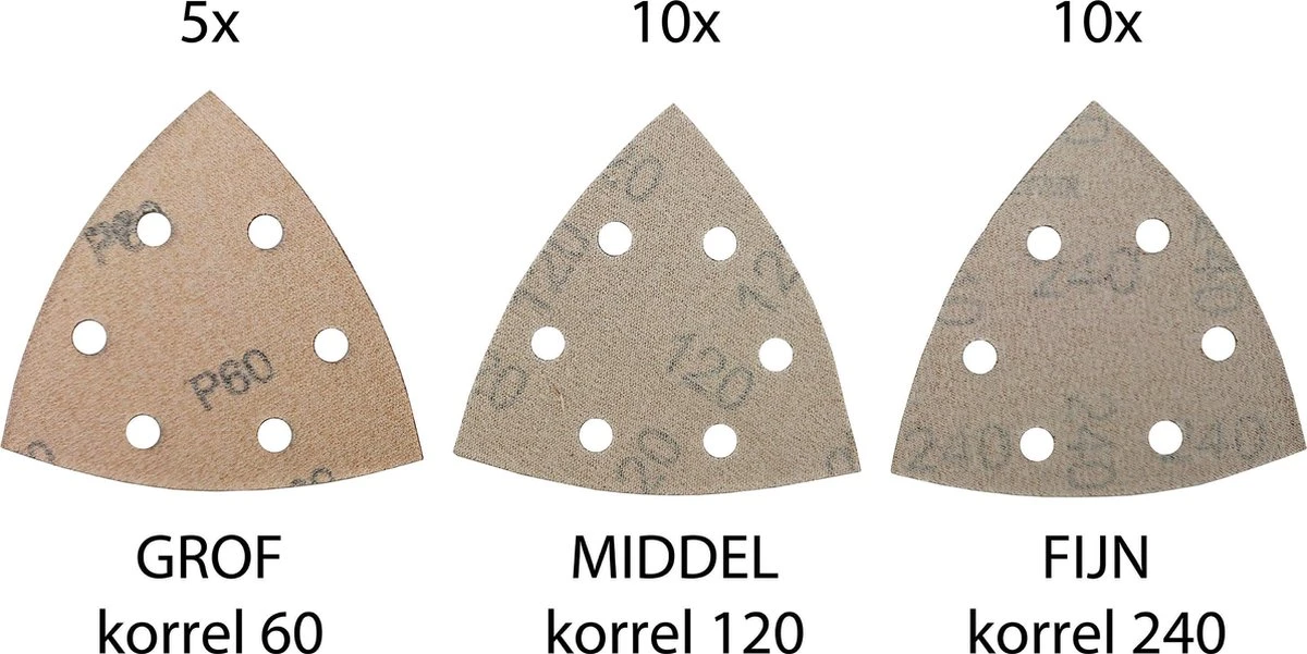 Schuurpapier Delta 6-gaats 93mm, 25 Stuks Div Korrels: 5x60 10x120 10x240 | Hout En Metaal 4 Schuurpapier Delta 6-gaats 93mm, 25 Stuks Div Korrels: 5x60 10x120 10x240 | Hout En Metaal - Afbeelding 2