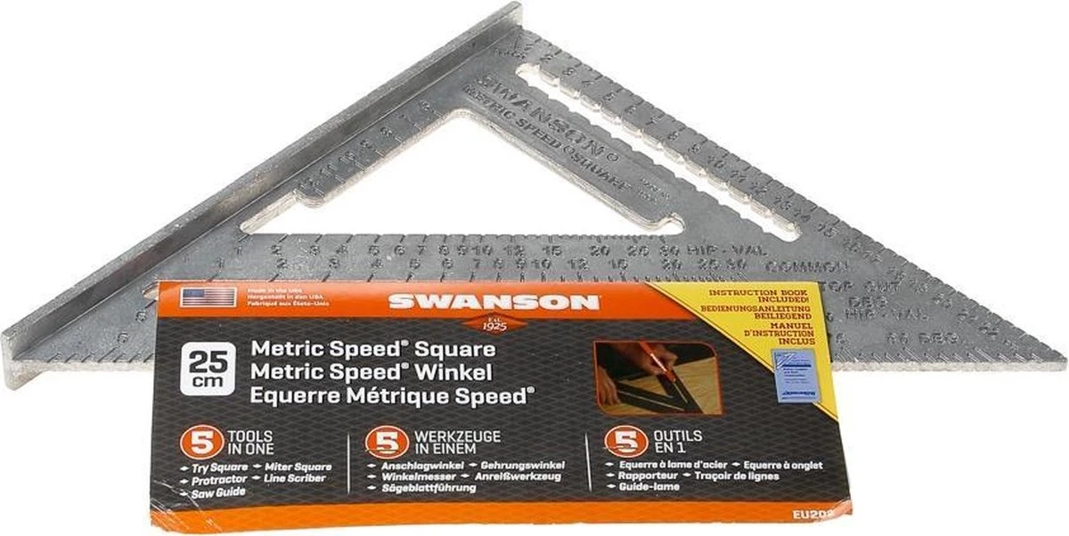 Swanson Timmermans Meetdriehoek Aluminium 250mm(5-in-1) 4 Swanson Timmermans Meetdriehoek Aluminium 250mm(5-in-1) - Afbeelding 2