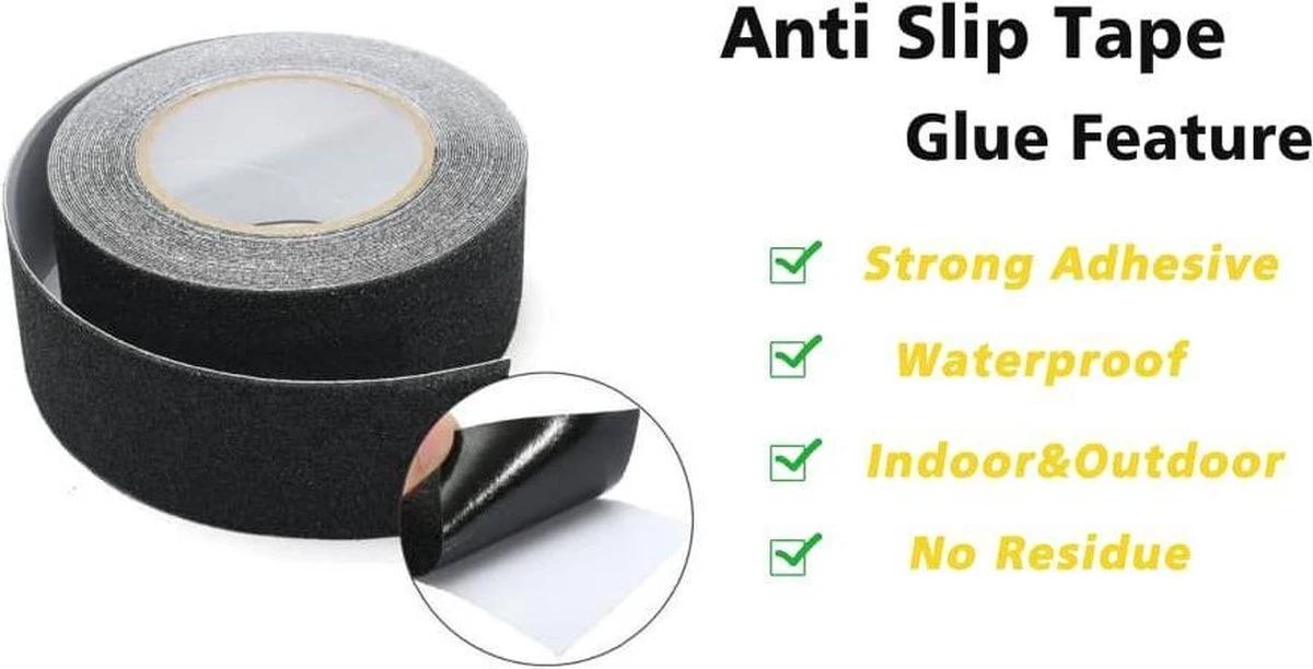 Merkloos Anti Sliptape Zwart 50 Mm X 5 M - Klustape - Anti-slip - Antislip 3 Merkloos Anti Sliptape Zwart 50 Mm X 5 M - Klustape - Anti-slip - Antislip