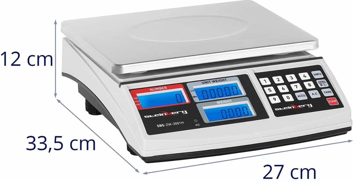 Steinberg Systems Telweegschaal - 30 Kg / 1 G - Wit 6 Steinberg Systems Telweegschaal - 30 Kg / 1 G - Wit - Afbeelding 4