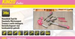 Kinzo Gereedschapsset 39 Stuks - Voor Huishoudelijk Gebruik - Pink -Makita Winkel 1200x633 3