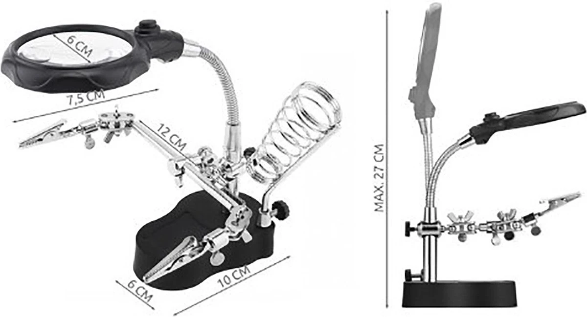 Merkloos Derde Hand Met LED Vergrootglas - Helping / Helpende 3e Soldeer Hand Soldeerhulp 11 Merkloos Derde Hand Met LED Vergrootglas - Helping / Helpende 3e Soldeer Hand Soldeerhulp - Afbeelding 9