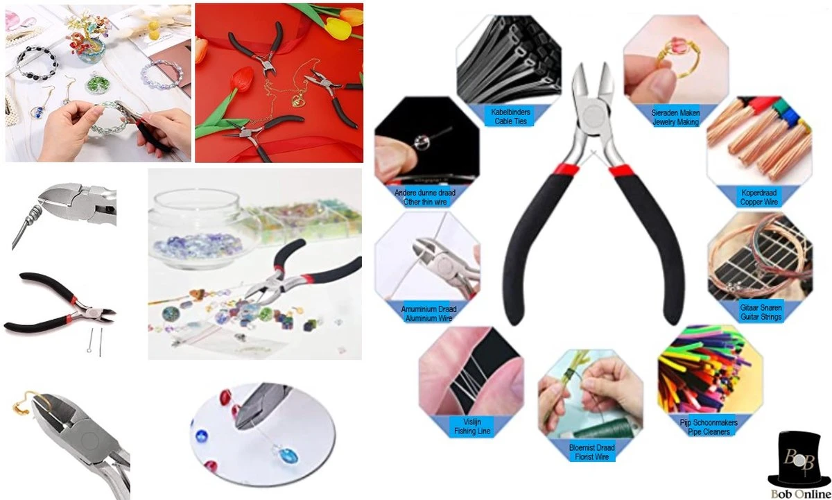Bob Online ™ - 4 Stuks Setje – Sieraden Maken Tang Setje – 1 X Rondbektang + 1 X Kniptang + 1 X Platbektang + 1 X Messing Ring – Jewelry Making Pliers Set – 1 X Round Nosed Pliers + 1 X Side Cutters + 1 X Flat Nosed Pliers + 1 X Jump Ring Tool 6 Bob Online ™ - 4 Stuks Setje – Sieraden Maken Tang Setje – 1 X Rondbektang + 1 X Kniptang + 1 X Platbektang + 1 X Messing Ring – Jewelry Making Pliers Set – 1 X Round Nosed Pliers + 1 X Side Cutters + 1 X Flat Nosed Pliers + 1 X Jump Ring Tool - Afbeelding 4