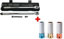 Westfalia Momentsleutel 1/2 3/8 Set 30-210 Nm + 3-delige Dopsleutel Set