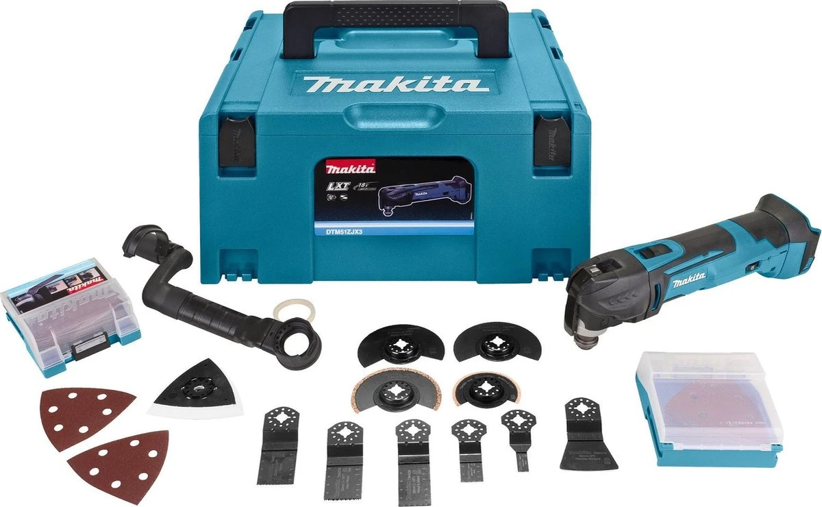 Makita DTM51ZJX3 Multitool - Oscillerend - 18 V - Incl. Koffer En 16 Accessoires - Losse Body (geleverd Zonder Accu En Lader) 3 Makita DTM51ZJX3 Multitool - Oscillerend - 18 V - Incl. Koffer En 16 Accessoires - Losse Body (geleverd Zonder Accu En Lader)