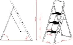 IVOL Huishoudtrap 3 Treden - Keukentrap Inklapbaar - Grijs - Antislip - Max. Hoogte 70.5 Cm -Makita Winkel 1200x745 1