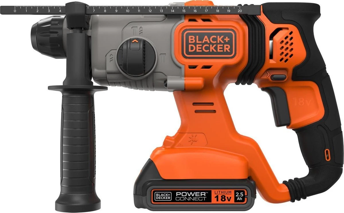 Black & Decker BLACK+DECKER BCD900E2K-QW Boorhamer - 18V - Incl. 2 Accu's, Lader En Koffer 4 Black & Decker BLACK+DECKER BCD900E2K-QW Boorhamer - 18V - Incl. 2 Accu's, Lader En Koffer - Afbeelding 2
