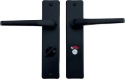 Ami Deurbeslag Voor Toilet/Badkamer - Met Deurkruk - Rechthoekig - Aluminium - Zwart - Complete Set - NIEUW Model