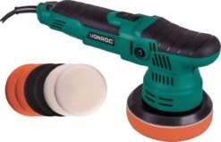 VONROC Excentrische Polijstmachine – 650W – Ø125mm – Soft Start – Vast Vermogen & 7 Polijstschijven