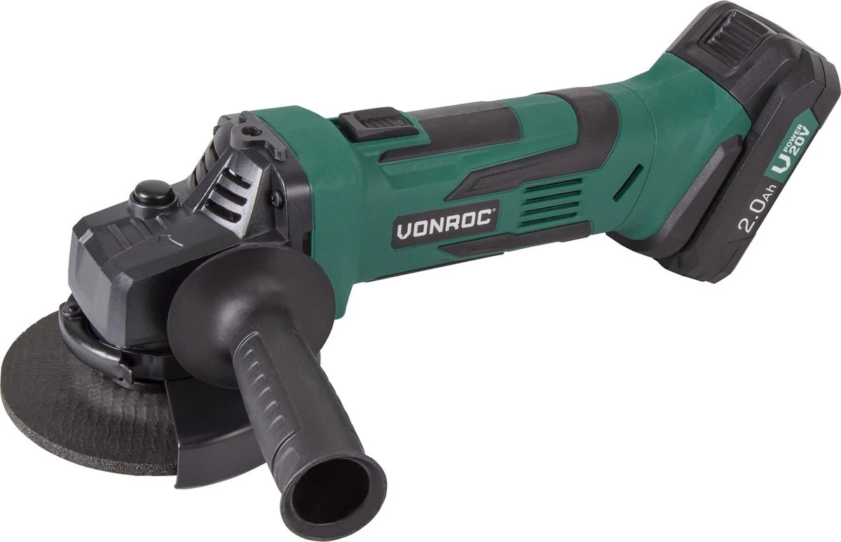 VONROC Accu Haakse Slijper – VPower 20V – Ø115MM – Incl. 1x 2.0Ah Accu, Oplader, Zijhandgreep & Tas 5 VONROC Accu Haakse Slijper – VPower 20V – Ø115MM – Incl. 1x 2.0Ah Accu, Oplader, Zijhandgreep & Tas - Afbeelding 3
