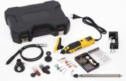 Powerplus POWX1341 Roterende Multitool - Multifunctioneel Gereedschap - 200W - Roterend - Variabele Snelheid - Digitale Display - Incl. Statief, Flexibele As, 2 Opzetstukken, 126 Accessoires En Gereedschapskoffer -Makita Winkel 1200x774 1