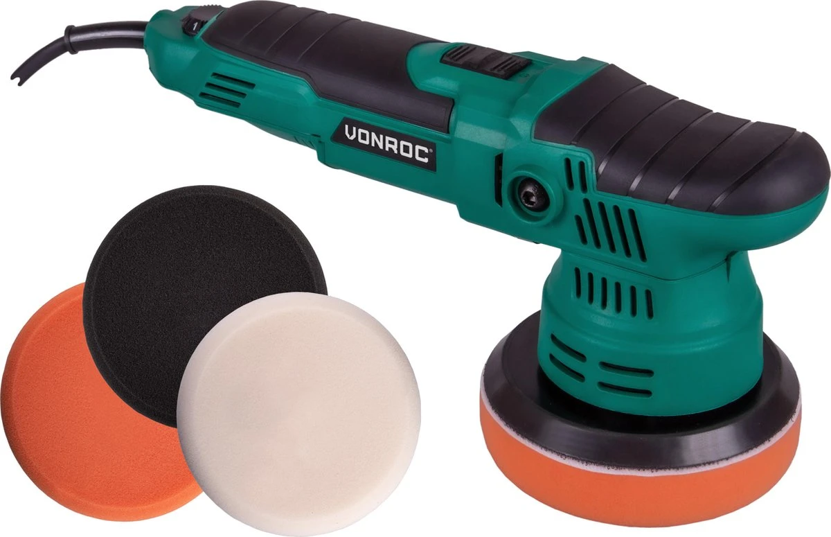 VONROC Excentrische Polijstmachine – 650W – Ø125mm – Soft Start – Vast Vermogen & 3 Polijstschijven 3 VONROC Excentrische Polijstmachine – 650W – Ø125mm – Soft Start – Vast Vermogen & 3 Polijstschijven