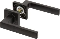 Ostium Imperia Deurklink Zwart - Op Vierkant Rozet - Deurkruk Zwart - Complete Set