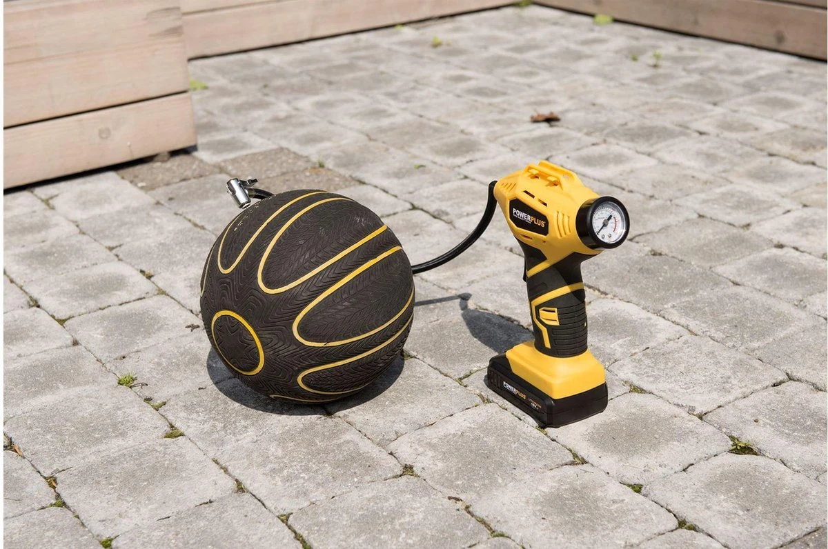 Powerplus POWX1700 Accu Compressor - Luchtcompressor - 18V - 8 Bar - Incl. 1 X 1,5Ah Accu, Lader, Koffer En Accessoires 4 Powerplus POWX1700 Accu Compressor - Luchtcompressor - 18V - 8 Bar - Incl. 1 X 1,5Ah Accu, Lader, Koffer En Accessoires - Afbeelding 2