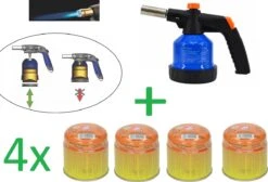 SMH LINE® Soldeerbrander - Dakbranders - Gasbrander - Piezo Ontsteking - Incl. 4x 190g Gaspatroon