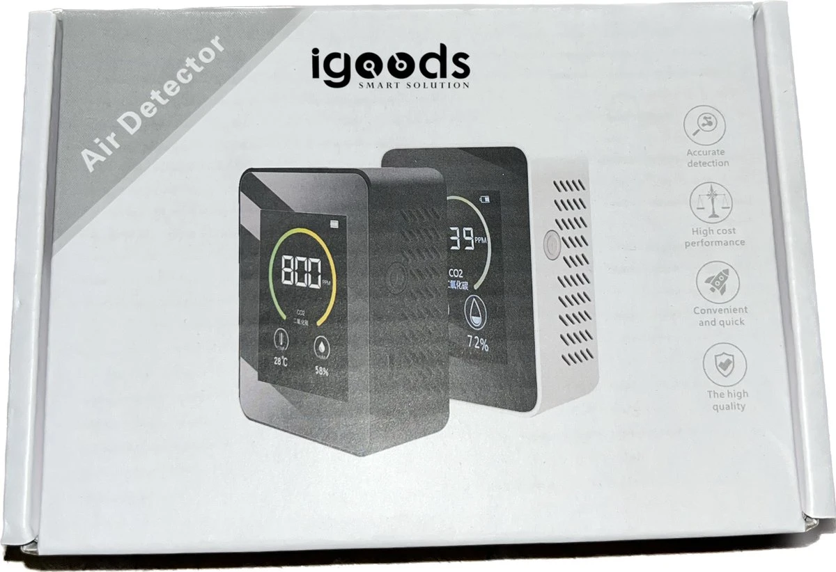 Igoods Professionele CO2 Meter - Luchtkwaliteitsmeter - Binnen - CO2 Melder & Monitor - Horeca - Thermometer - CO2 Detector - Koolstofdioxide Meter 5 Igoods Professionele CO2 Meter - Luchtkwaliteitsmeter - Binnen - CO2 Melder & Monitor - Horeca - Thermometer - CO2 Detector - Koolstofdioxide Meter - Afbeelding 3