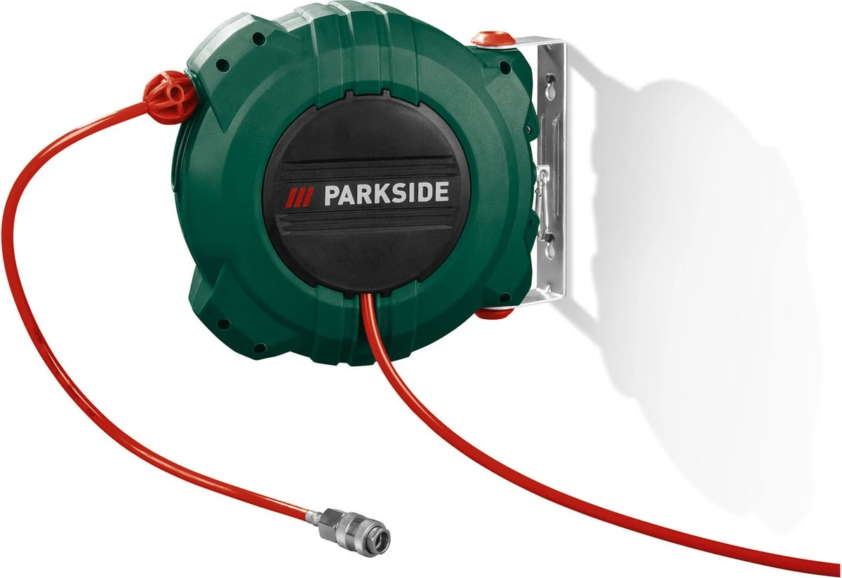 PARKSIDE Perslucht Slanghaspel - 10 M / Aansluitslang Compressor: 3 M - Met Automatisch Oprolsysteem - Werkdruk: Max. 10 Bar 4 PARKSIDE Perslucht Slanghaspel - 10 M / Aansluitslang Compressor: 3 M - Met Automatisch Oprolsysteem - Werkdruk: Max. 10 Bar - Afbeelding 2
